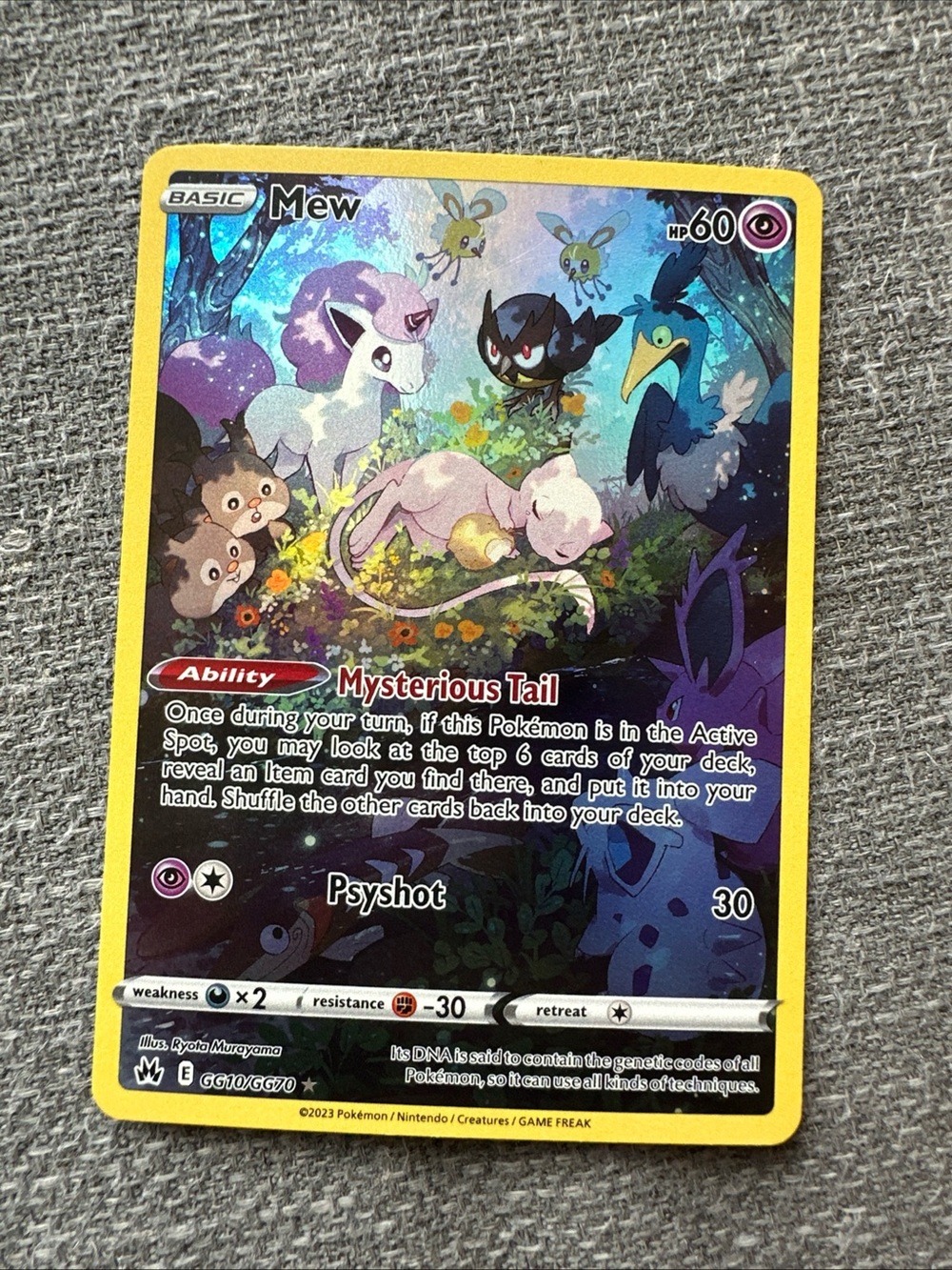 Pokemon Mew Holographic Card – Yellow Border, Purple Artwork